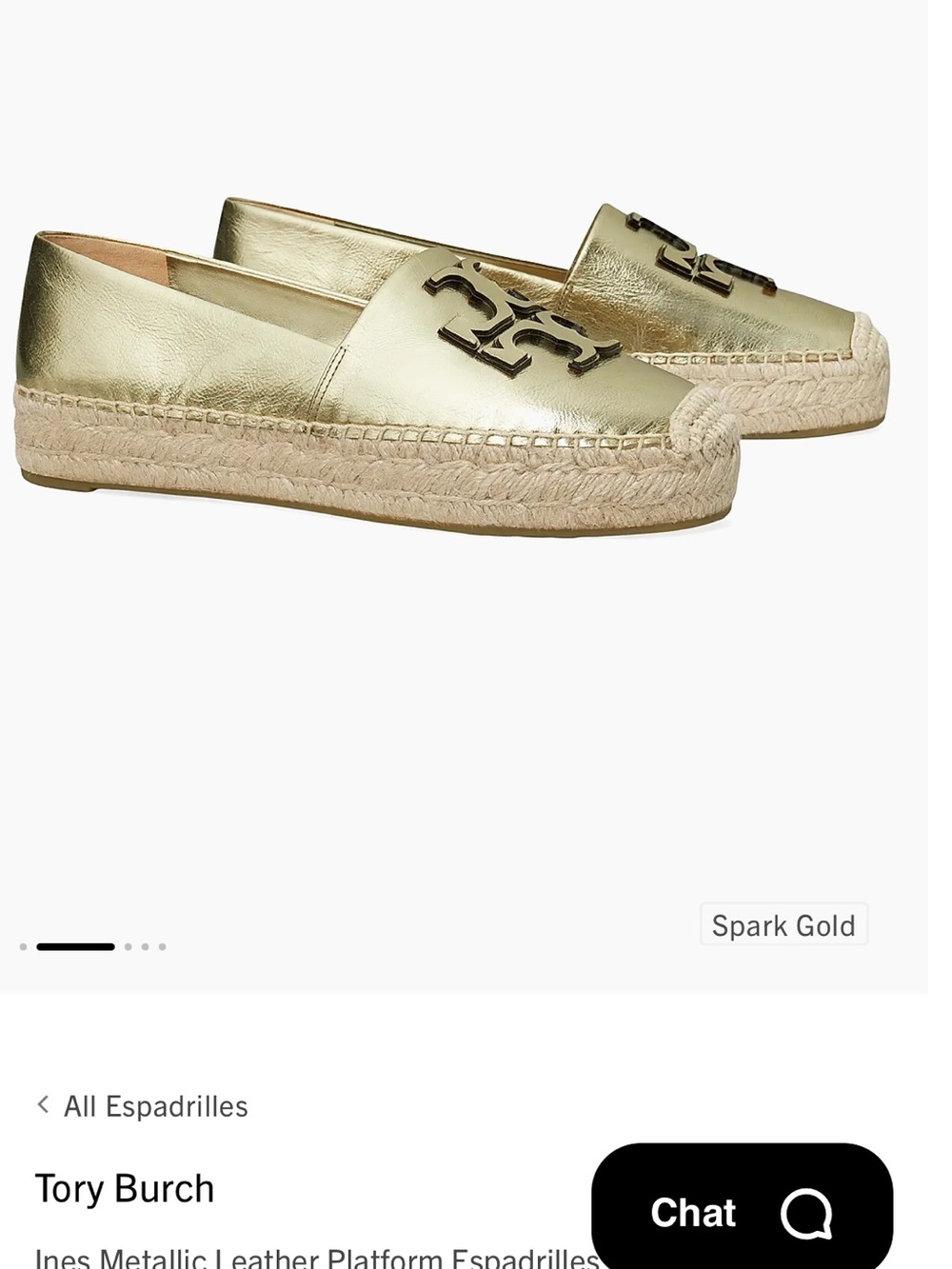Tory Burch Metallic Gold Leather Espadrille Loafer